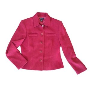 Ann Taylor Wool Textured Blazer Cranberry Maroon